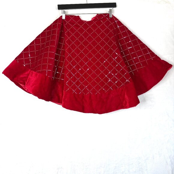 St Nick’s Choice Circle Velvet Christmas Tree Skirt Silver Embellishment Red 49" - Picture 1 of 5